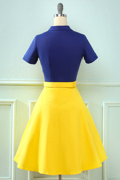 Vintage Trapeze Klänning Lapel Collar