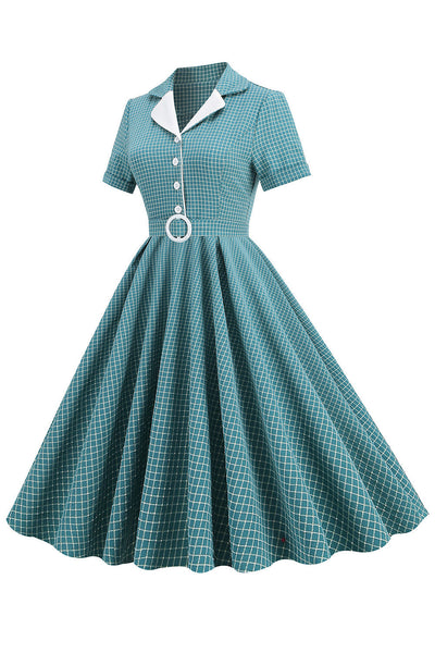 Vintage 1950-Tals Rutigt Bältesklänning