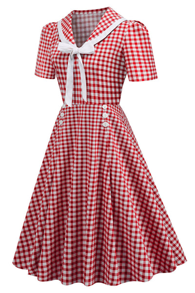 Vintage Klänning Med Fluga