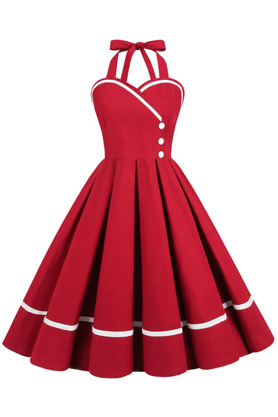 Vintage 50-Tal V-Ringad Pin Up-Klänning