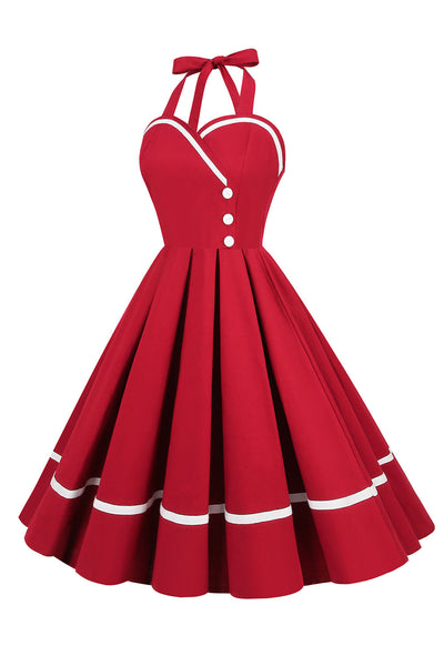 Vintage 50-Tal V-Ringad Pin Up-Klänning