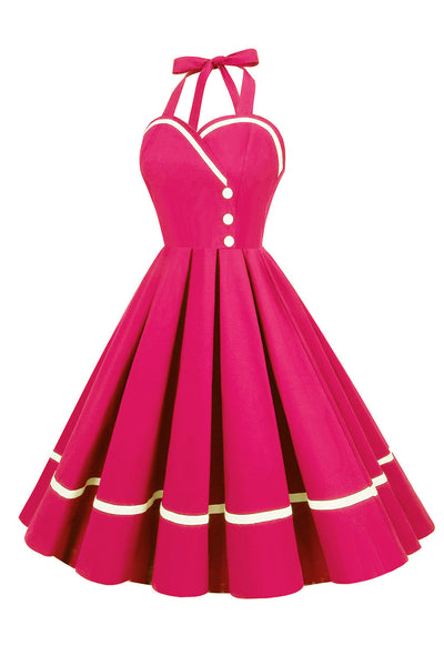 Vintage 50-Tal V-Ringad Pin Up-Klänning