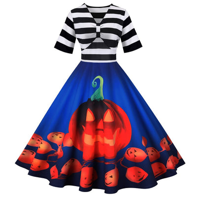 Rockabilly Marinière Halloween Klänning