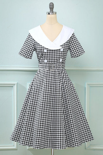 Vintage 50-Tals Rutig A-Linjeklänning
