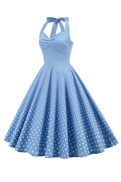 Retro Polka Dot Backless Klänning För Kvinnor