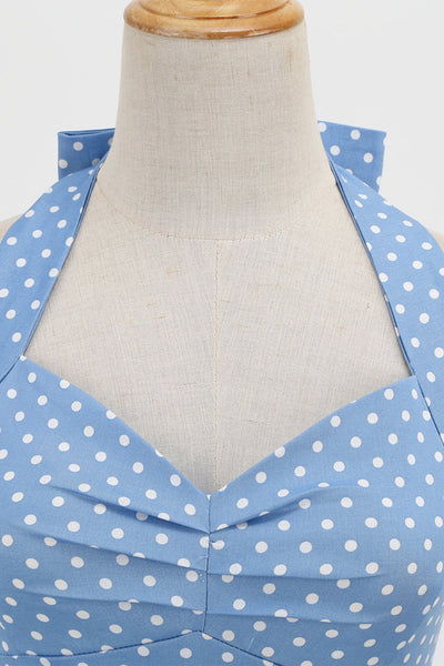 Retro Polka Dot Backless Klänning För Kvinnor