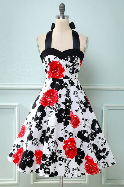 Vintage Klänning Med Blommönster