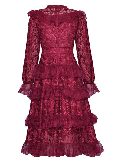 Vintage Burgundy Gästklänning För Bröllop