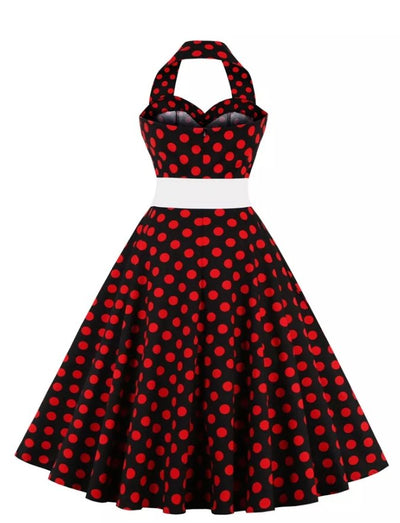 Retro 50-Tals Prickig Klänning