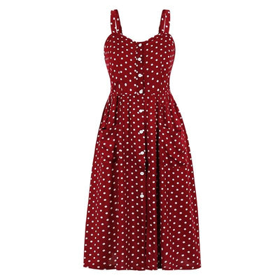 60-Tal Polka Dot Klänning Burgundy