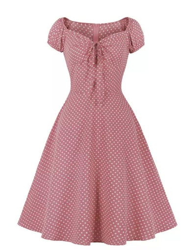 Vintage Röd Polka Dot Öppen Klänning