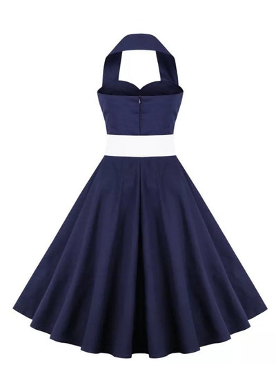 50s Pin Up Dress Mörkblå