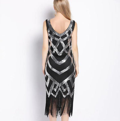 20-Tals Vintageklänning Svart Silver