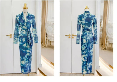 40-Talsklänning Blå Halsduk