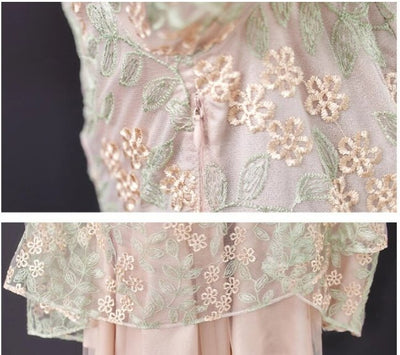 40-Talsklänning Spets Vintage Chic Grå