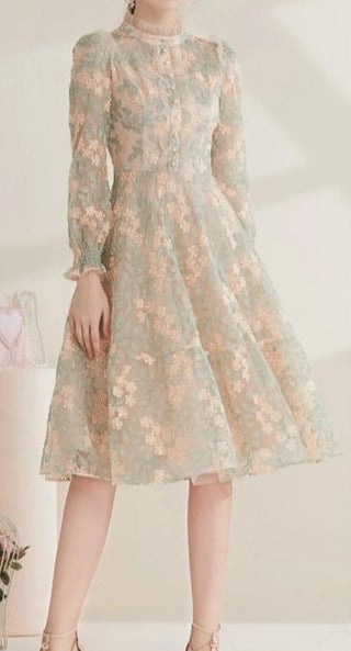 40-Talsklänning Spets Vintage Chic Grå