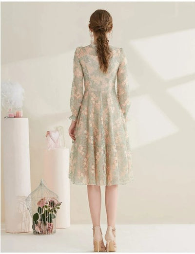 40-Talsklänning Spets Vintage Chic Grå