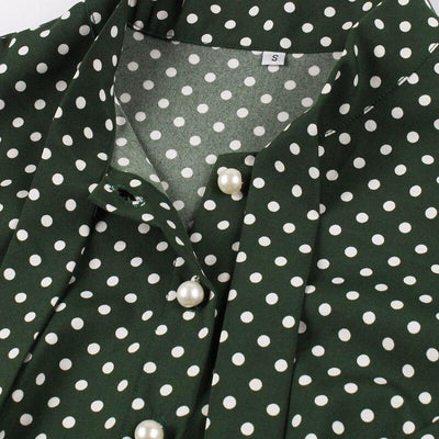50-Tals Vintage Grön Prickig Klänning