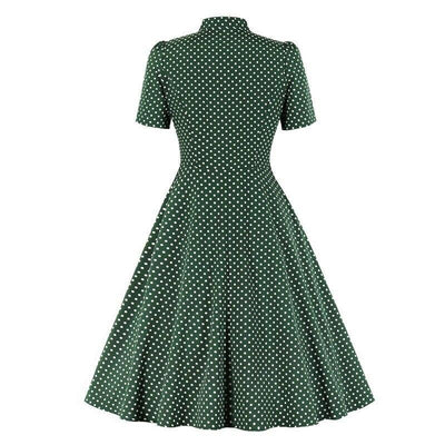50-Tals Vintage Grön Prickig Klänning
