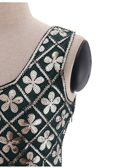 20-Tal Charleston Klänning - Grön & Guld