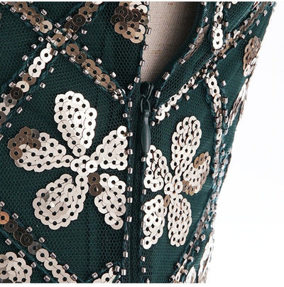 20-Tal Charleston Klänning - Grön & Guld