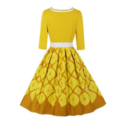 Plus Size 50-Talsklänning Gul