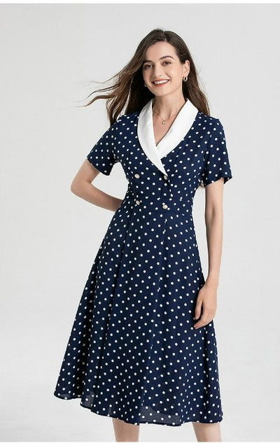 Vintage Polka Dot Rak Klänning