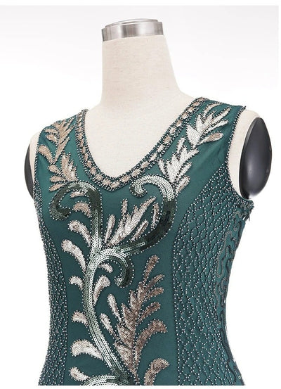 Grön Och Guld Gatsby Spirit Dress