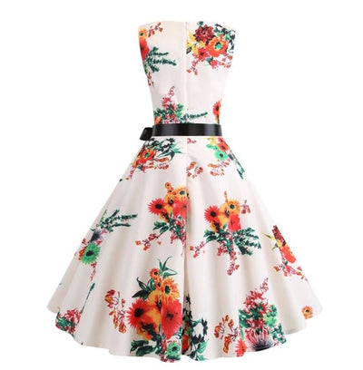 Beige Och Rosa Vintage Utsvängd Klänning