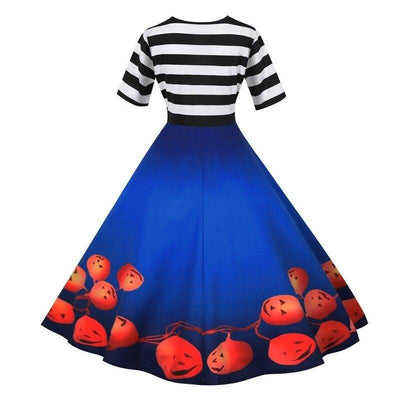 Retro Halloween Blå Klänning