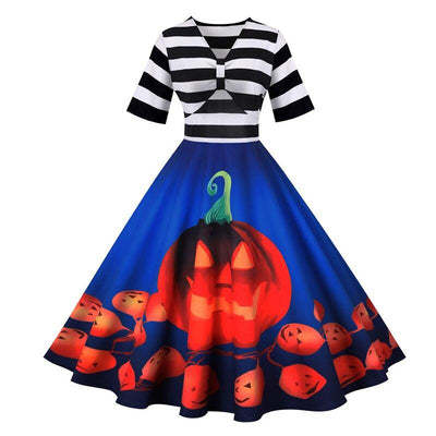 Retro Halloween Blå Klänning