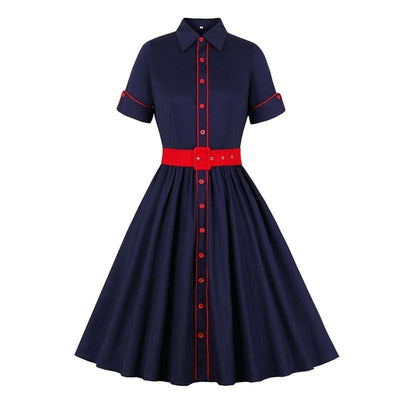 Marinblå Rockabilly Klänning