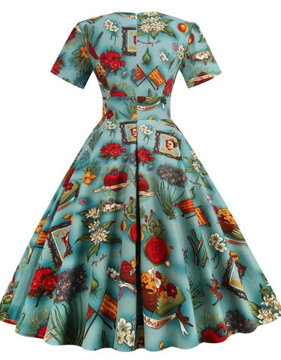 Klänning I Vintage Deco-Stil Från 50-Talet