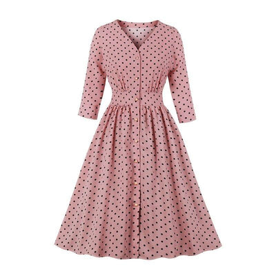 Vintage Långärmad Klänning Från 50-Talet