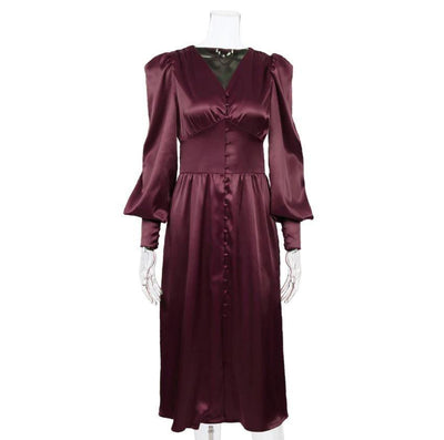 Vintage 40-Tals Burgundy Satin Klänning
