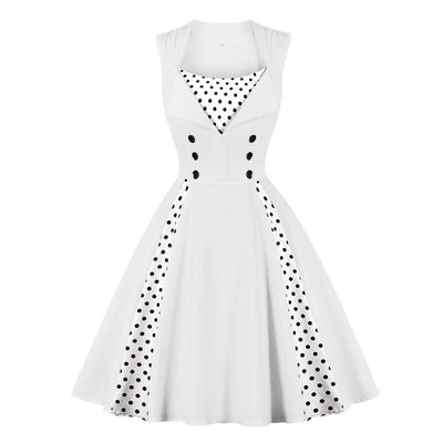 Vintage Vit Rockabilly Klänning