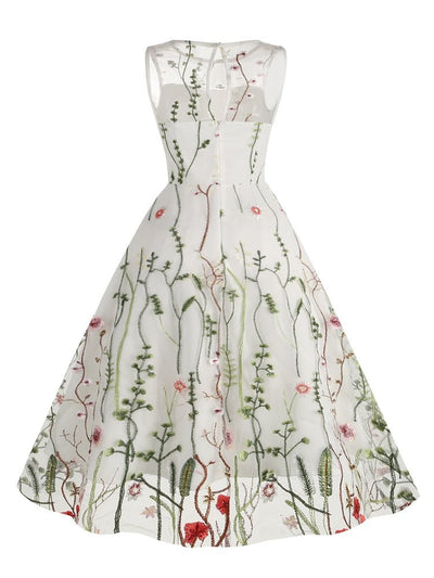 Vintage Bourgogne Broderiklänning