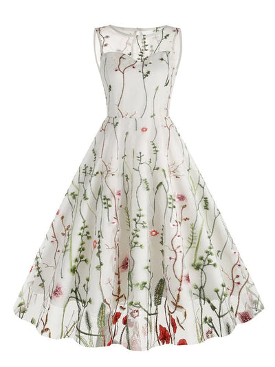 Vintage Bourgogne Broderiklänning