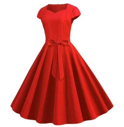 Vintage Röd Bältesklänning