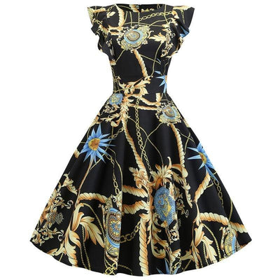 Vintage Chic Retro Prålig Klänning