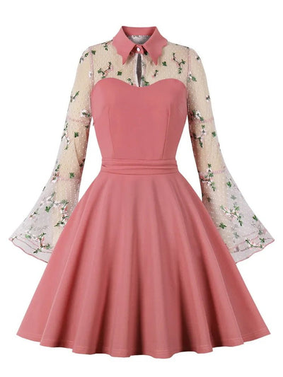 Rosa Peter Pan Krage Vintage Klänning