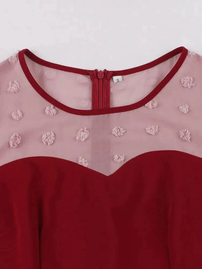 Vintage Pencil Chic Klänning Burgundy