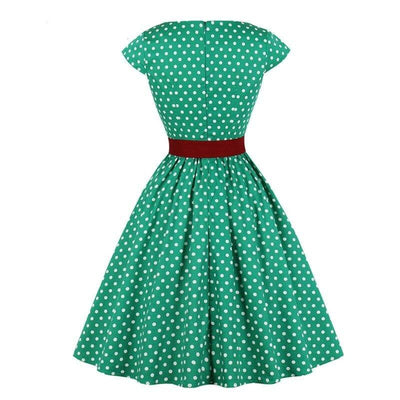 Vintage Plus Size Grönt Bältesklänning