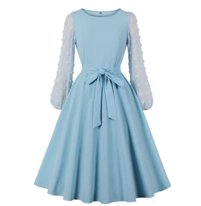 Vintage Lång Boho Klänning Blå