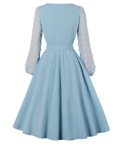 Vintage Lång Boho Klänning Blå
