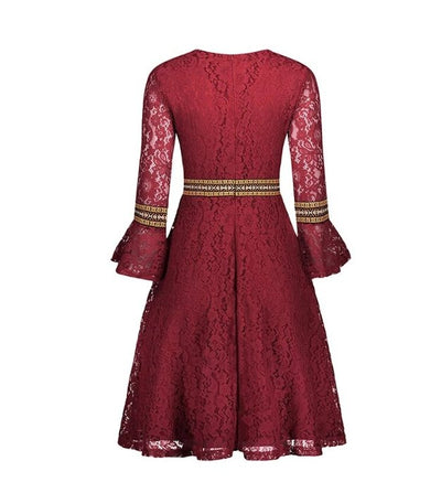 Vintage Lång Boho Röd Klänning