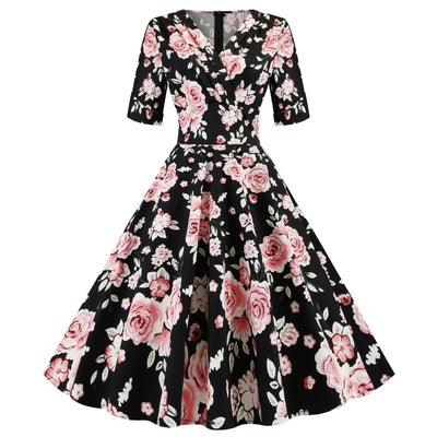Vintage Black Roses Klänning