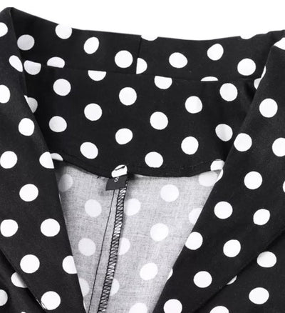 Vintage Svart Prickig Klänning