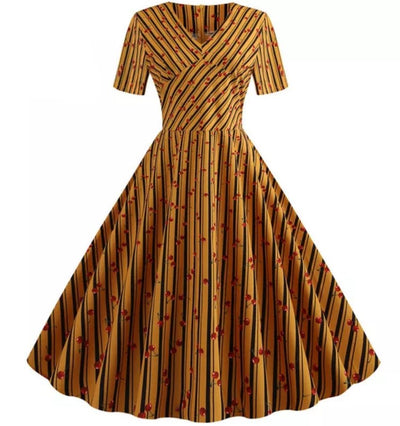 Vintage Pin Up Dress Stripes