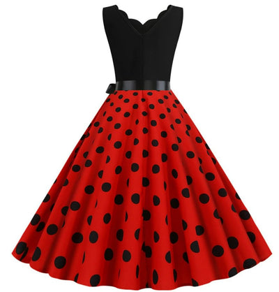 Vintage Pin Up Dress Black Polka Dots
